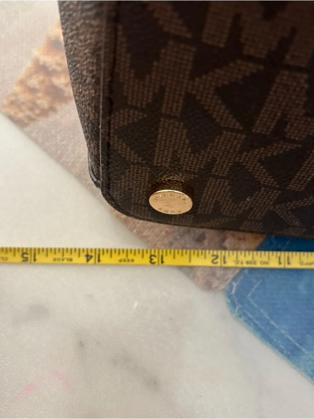 Michael Kors Brown Monogram Duffel with Tan Leather Trim - Picture 7 of 16
